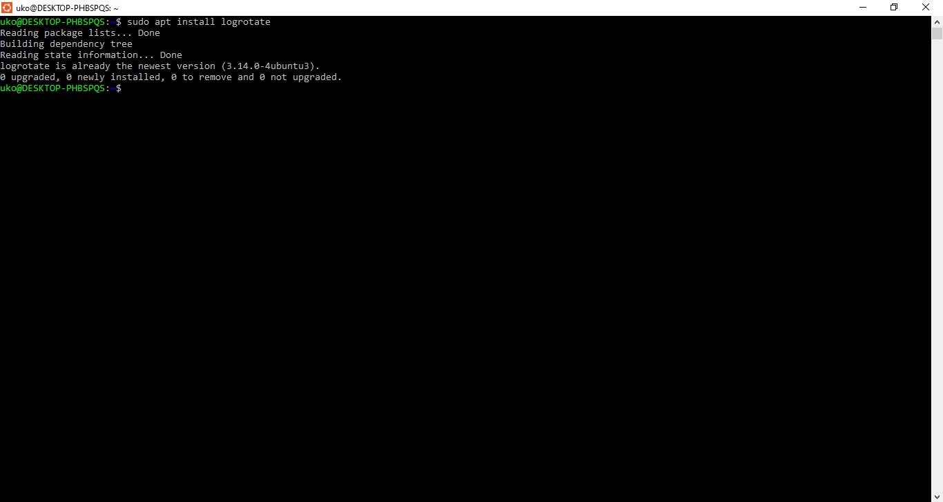 Logrotate installation on Ubuntu: apt install logrotate success message