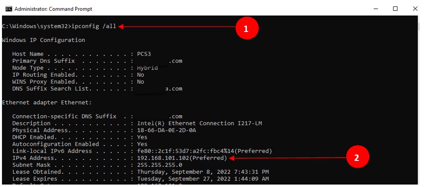 ipconfig all parameter shows IPv4 address