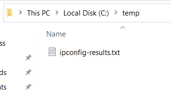 ipconfig results file saved to folder example