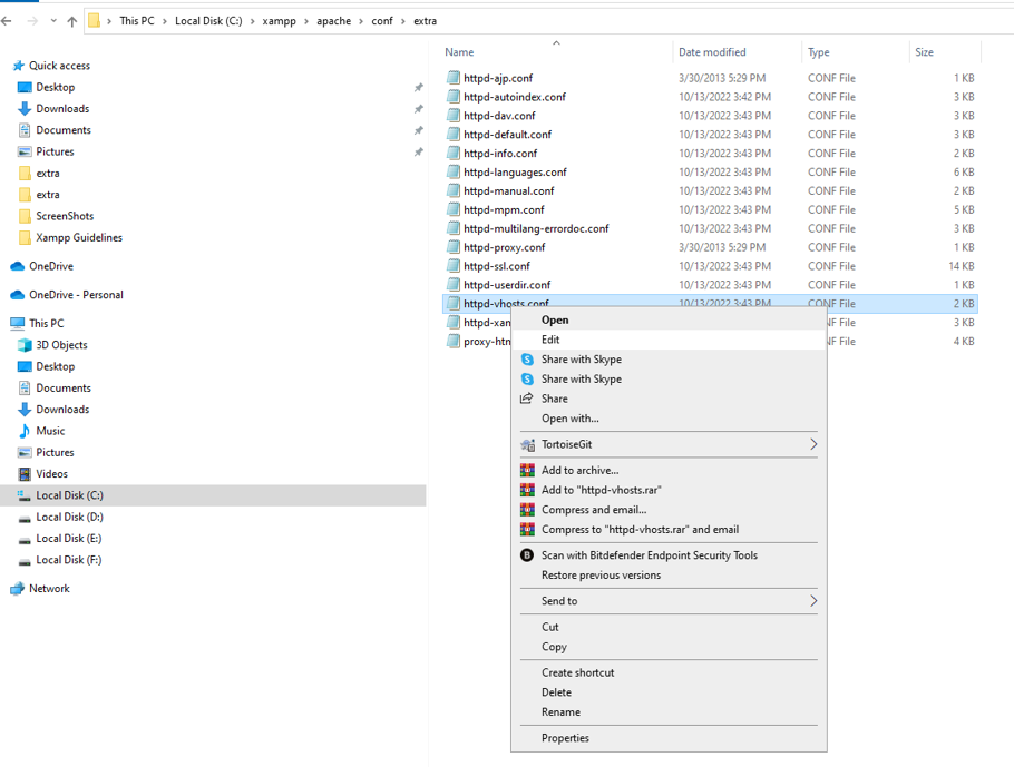 How to create virtual hosts for Apache when using XAMPP