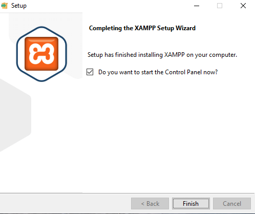 XAMPP installation complete screen