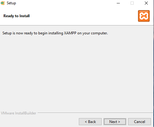 XAMPP ready to install confirmation screen